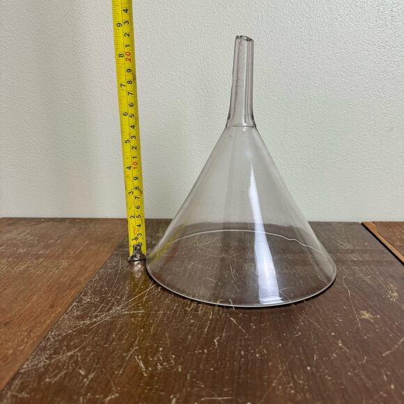 Antique Hand Blown Clear Glass Funnel Pat June 17 1884 Science Biology Chemistry - Picture 6 of 12